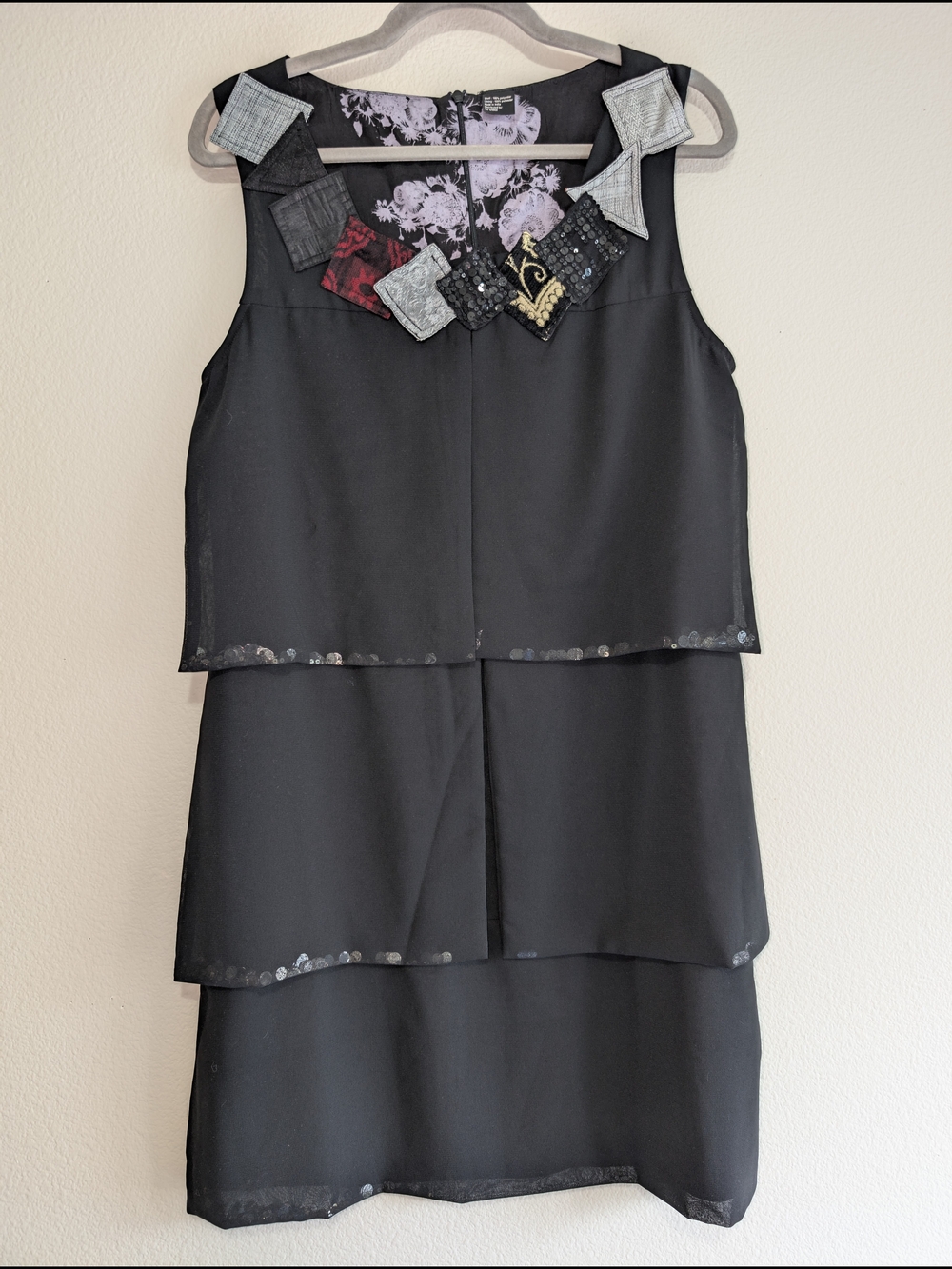 Vintage Desigual Black Tiered Mini Dress Size 42